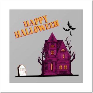 Happy Halloween Haunted House Posters and Art